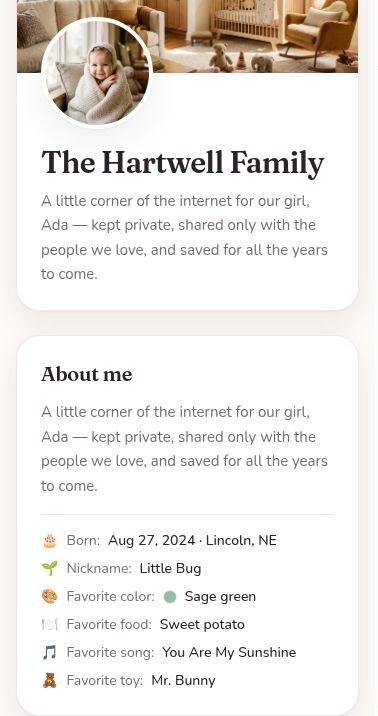 Your family's universe — a home page that's truly yours